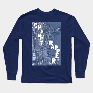 Chance the Rapper Chicago Map (Front) Long Sleeve T-Shirt